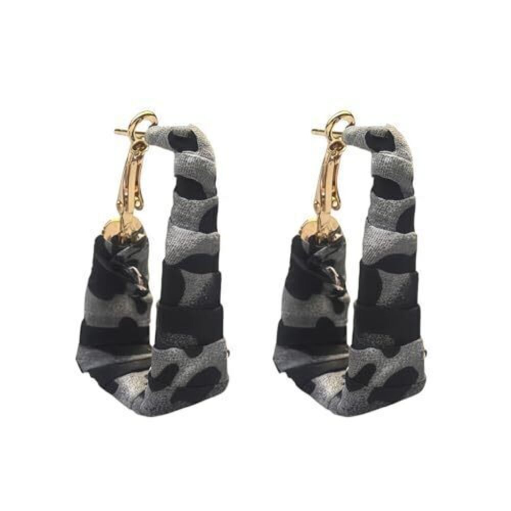 9693 Chunky Leopard Leather Earrings Bohemia Camouflage Leather Dangle